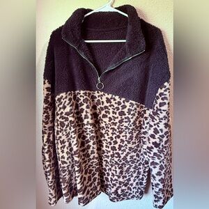 Chic Leopard Print Cowl Neck Sweater
